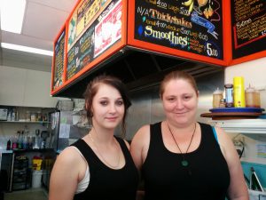 Pauline and Temeike Newton serving at Neddys Nosebag Cafe and Takeaway 2014